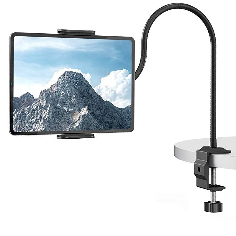 Gooseneck Tablet Stand & Cell Phone Holder,Universal 360&deg; Flexible Tablet Mount| Lazy Arm Holder Clamp Mount Bracket Bed Dock Compatible with Pad Mini/Air 2/3/4,Tab 2 3 and 4.7-10.5" Devices