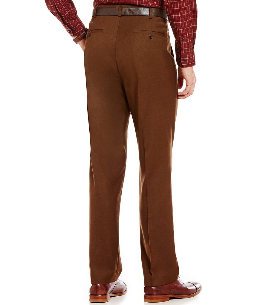 Roundtree & Yorke TravelSmart Luxury Gabardine Ultimate Comfort Classic Fit Flat Front Non-Iron Dress Pants