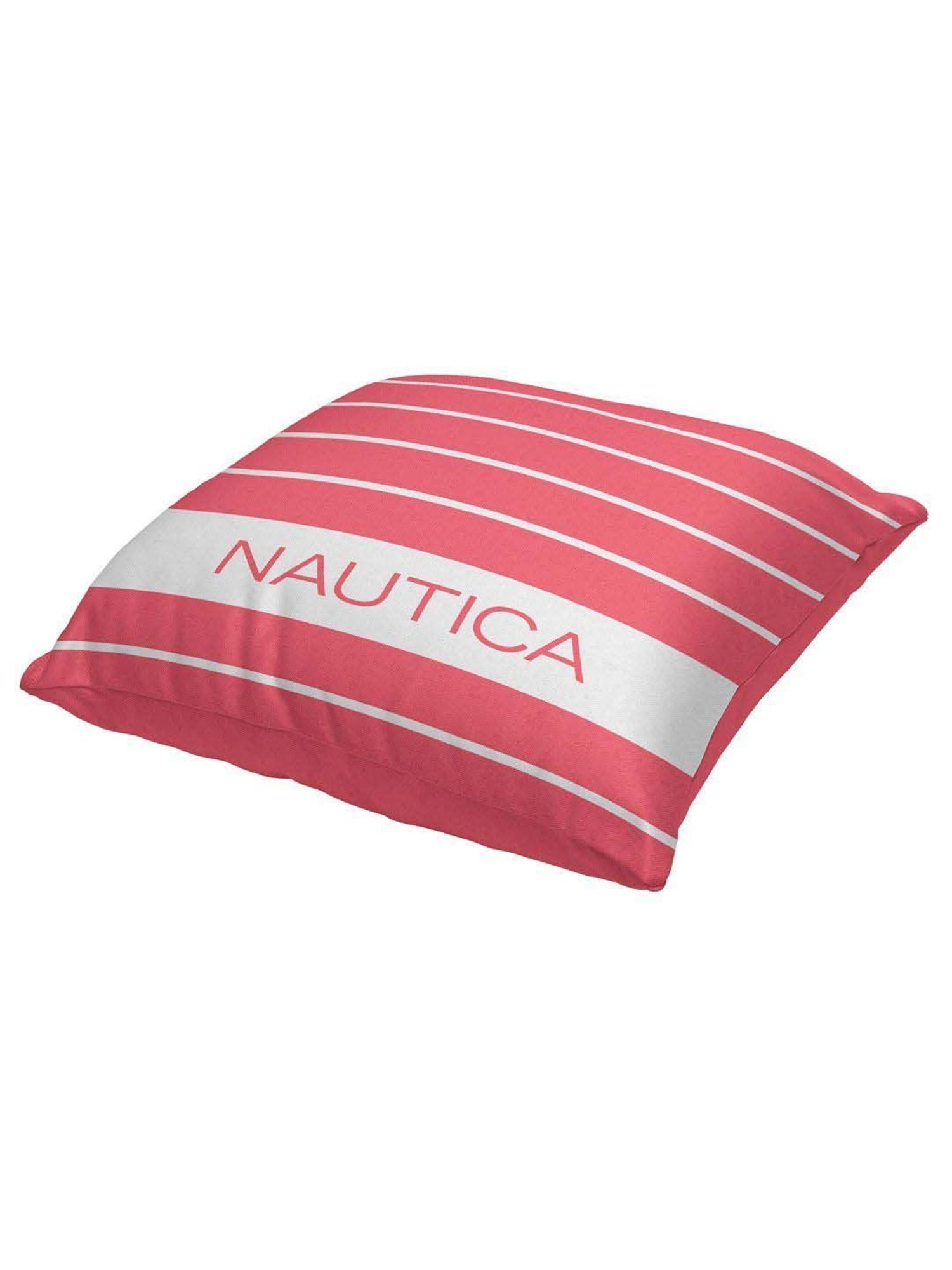Nautica Logo Stripe Coral Microfibre 300 GSM Premium Cushion Covers - Set of 2