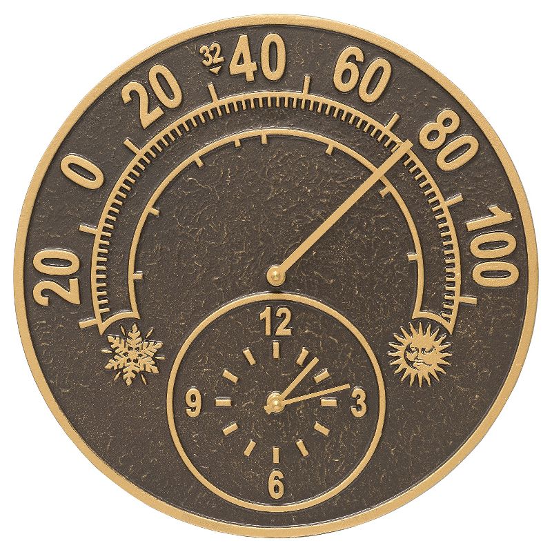1" Aluminum Solstice Thermometer Clock - French Bronze - Whitehall Products