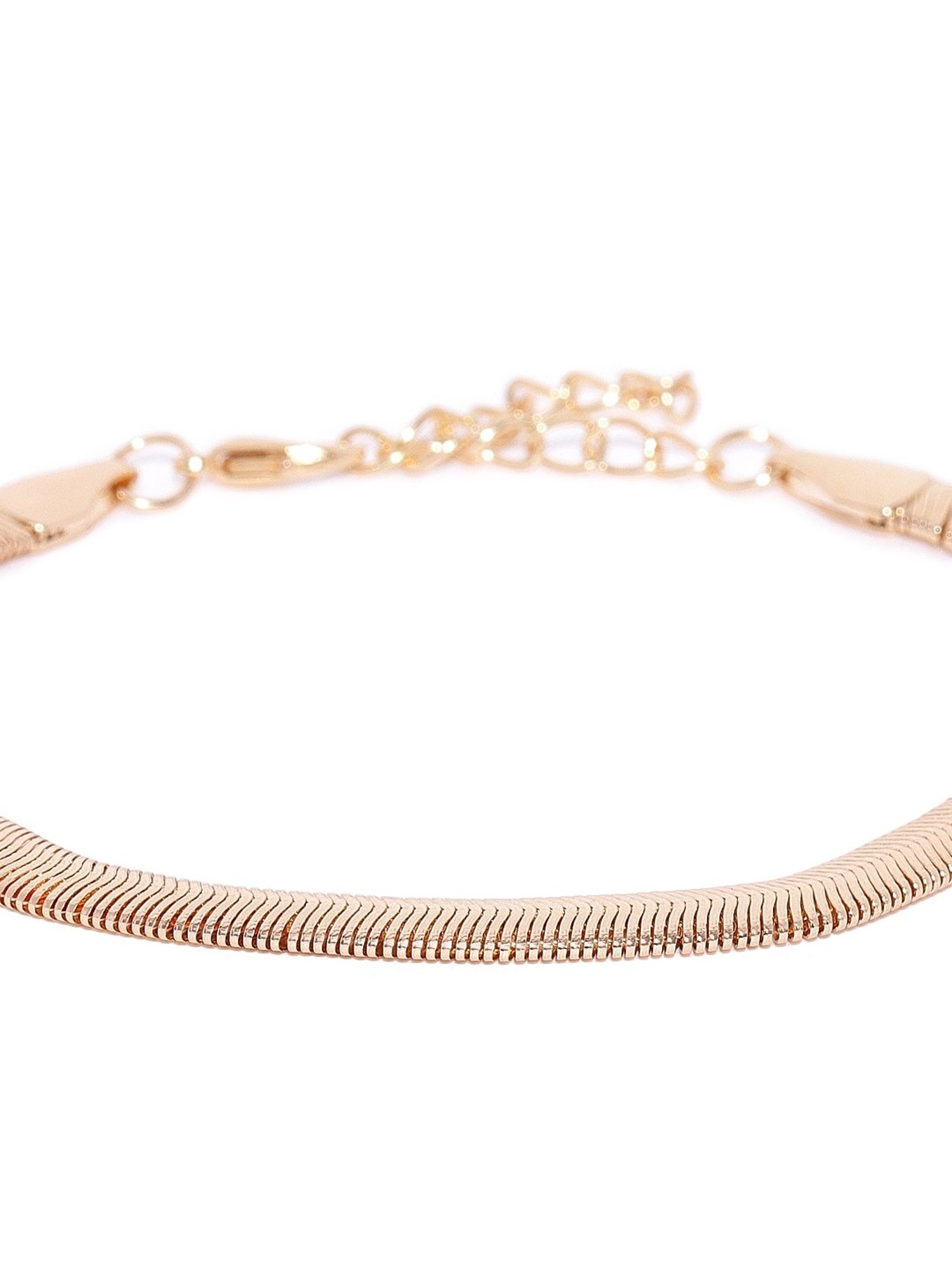 OOMPH Gold Tone Snake Chain Fashion Anklet Pack of 2