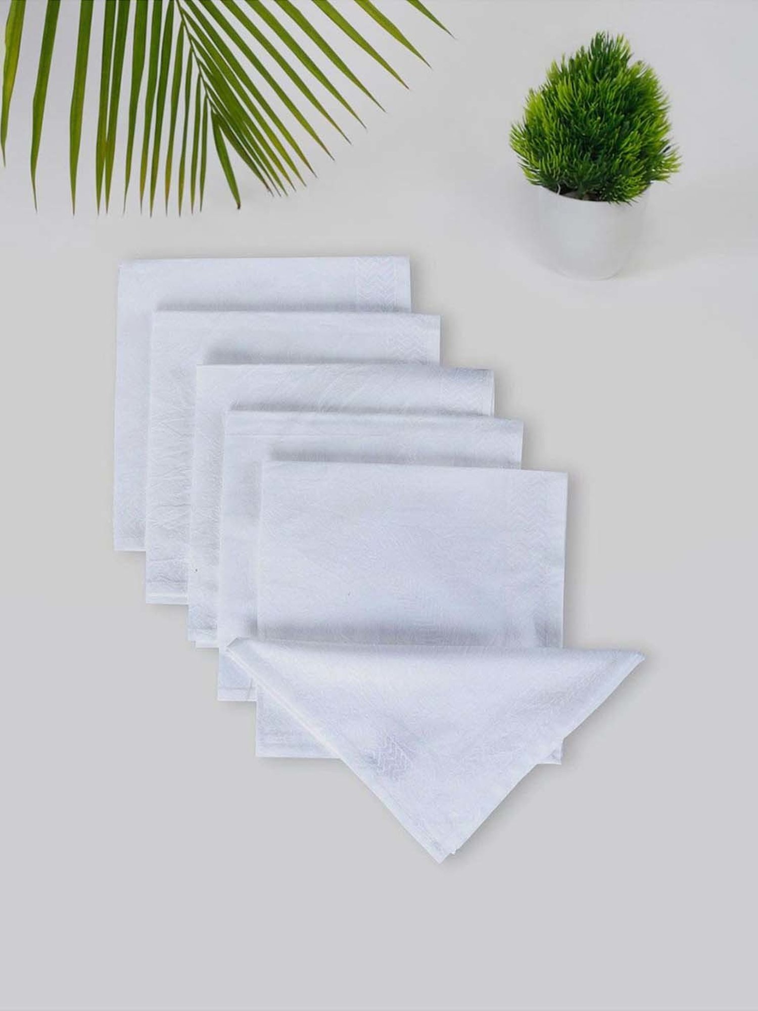 Fabindia Home Sarah White Cotton 140 TC Napkins - Set of 6
