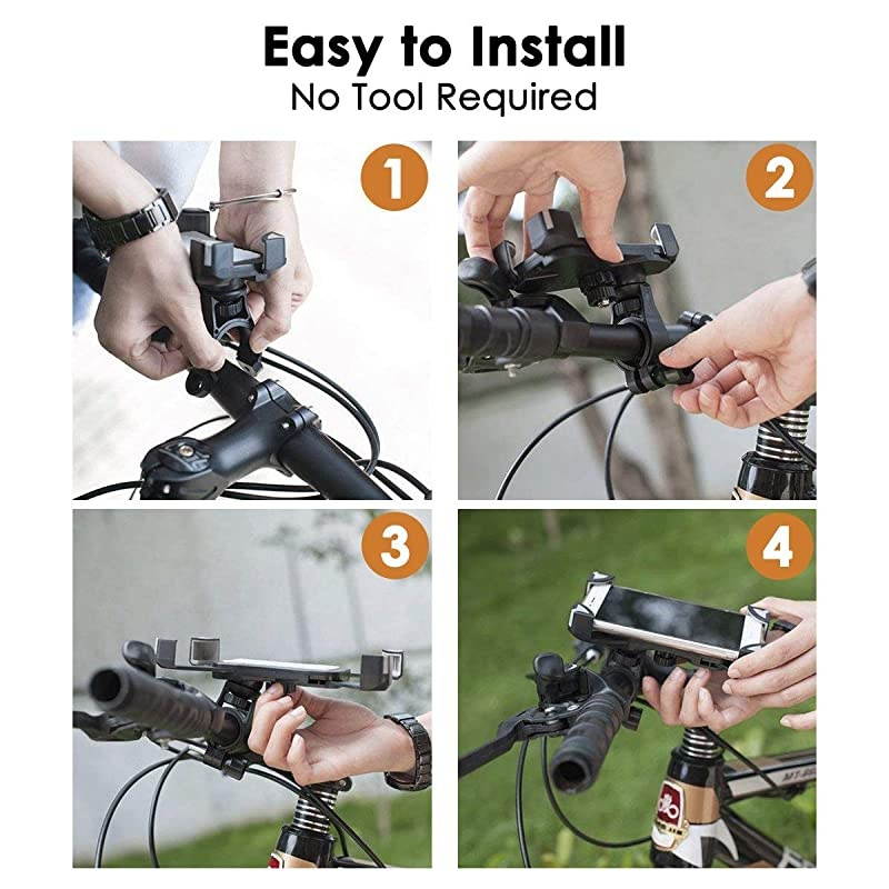 Bike Phone Mount 360&deg;Rotation,Universal Motorcycle Handlebar Mount Bicycle Phone Holder for iPhone 12,12 Pro Max,11,11 Pro Max,S9,S10 and More 3.5"-6.8" Cellphone(Black)