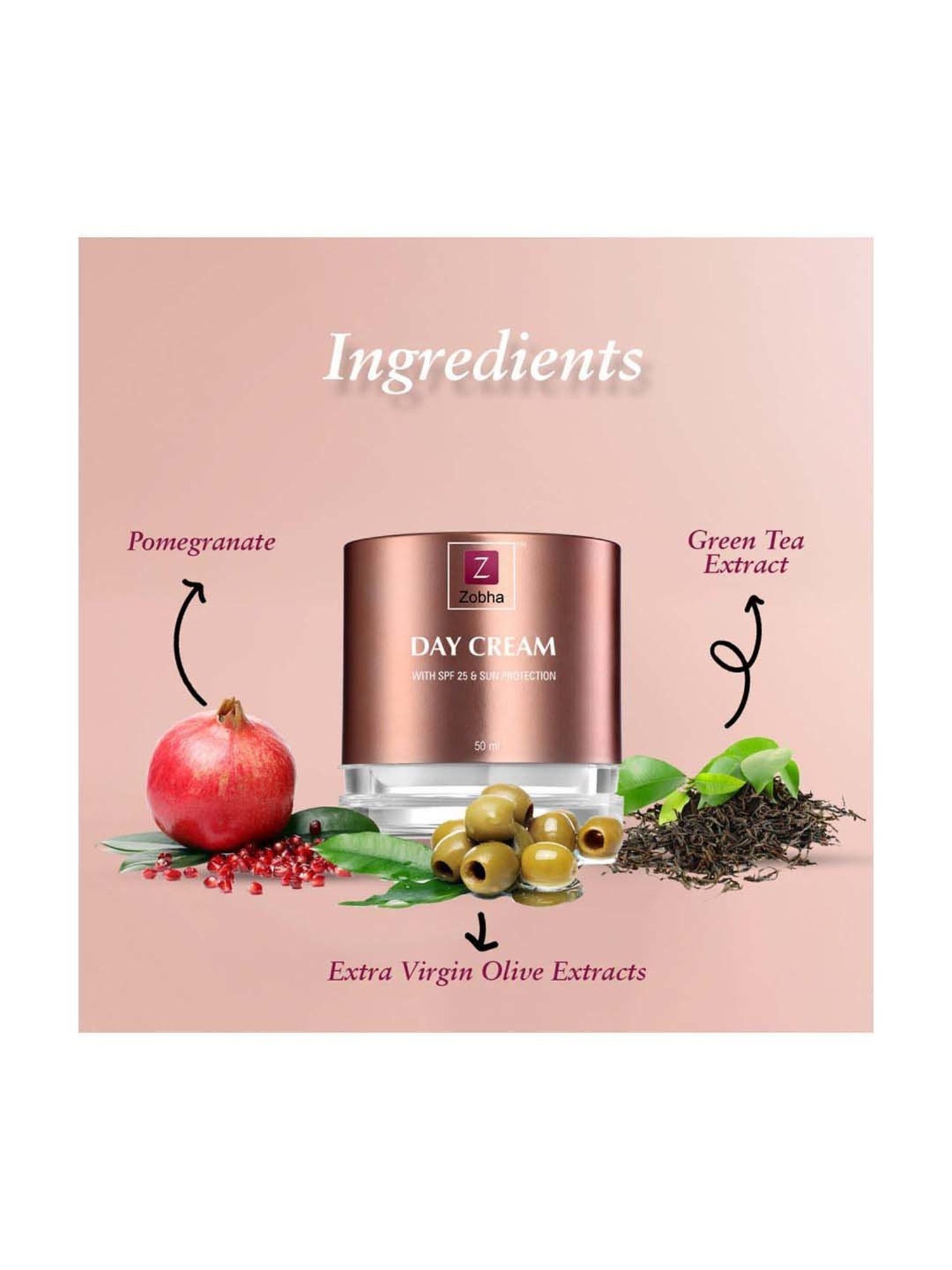 Zobha Day Cream with SPF 25 & Sun Protection - 50 gm