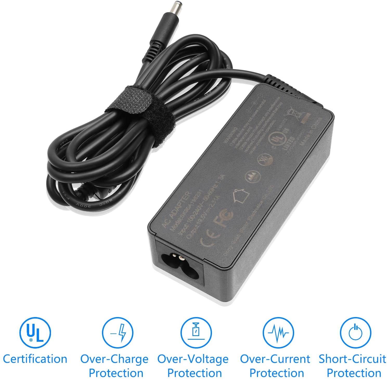 [UL Listed] 45W AC Adapter Charger 19.5V 2.31A for Dell Inspiron 11 13 14 15, XPS 11 12 13 9350 9333 Laptop Power Cord Supply