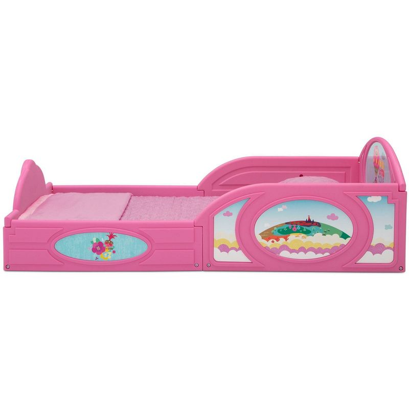 Toddler Trolls World Tour Plastic Sleep and Play Bed  with Attached Guardrails - Delta Children