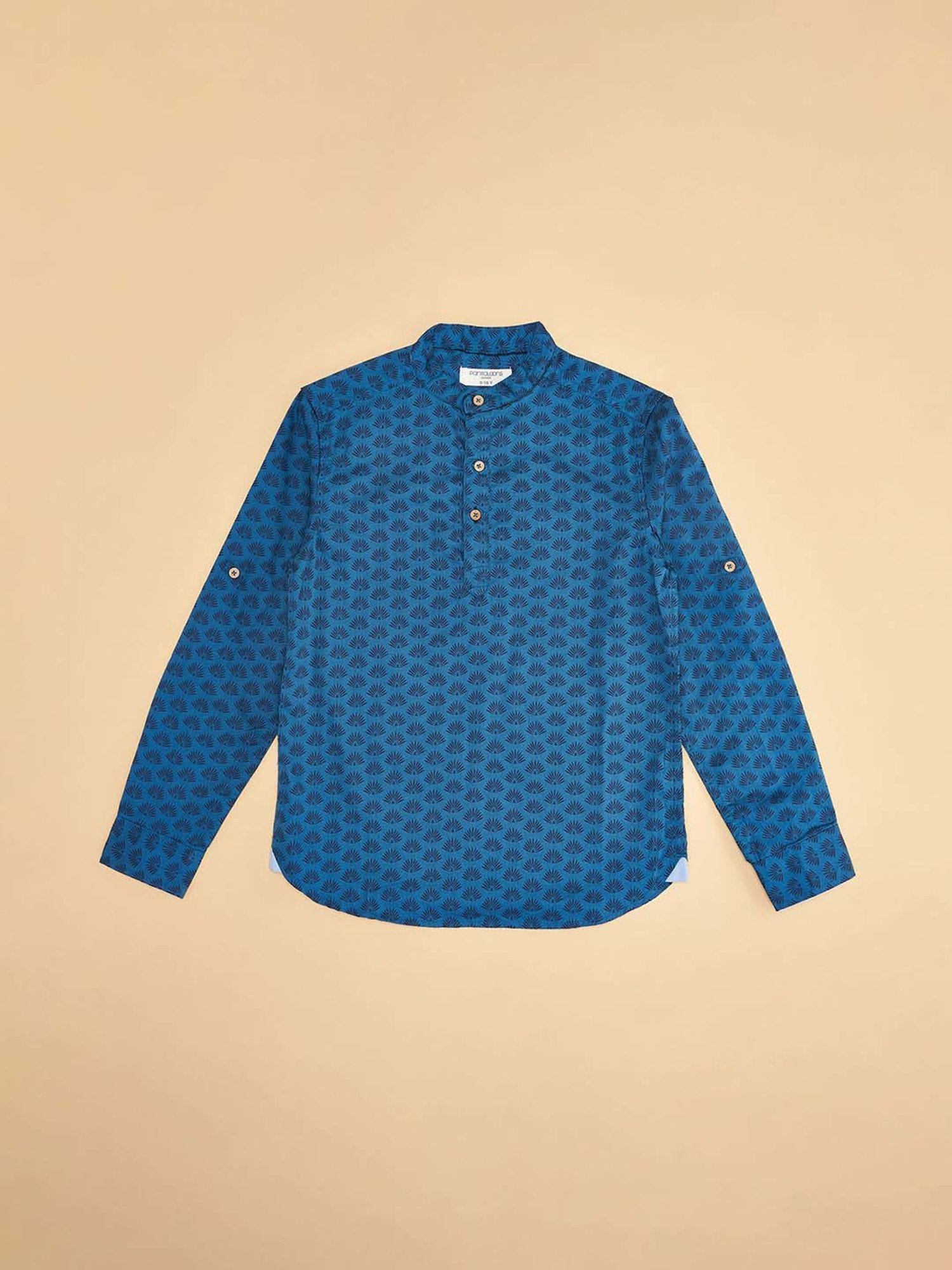 Pantaloons Junior Kids Teal Blue Cotton Printed Full Sleeves Shirt