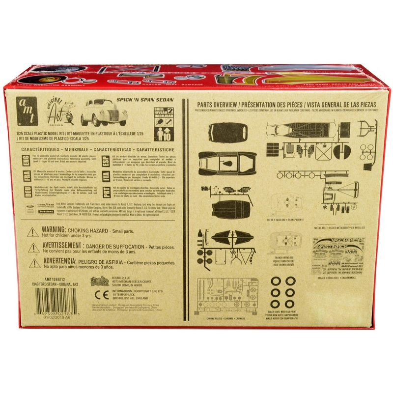 Skill 2 Model Kit 1940 Ford Sedan Gasser "Original Art Series" 3 in 1 Kit 1/25 Scale Model by AMT