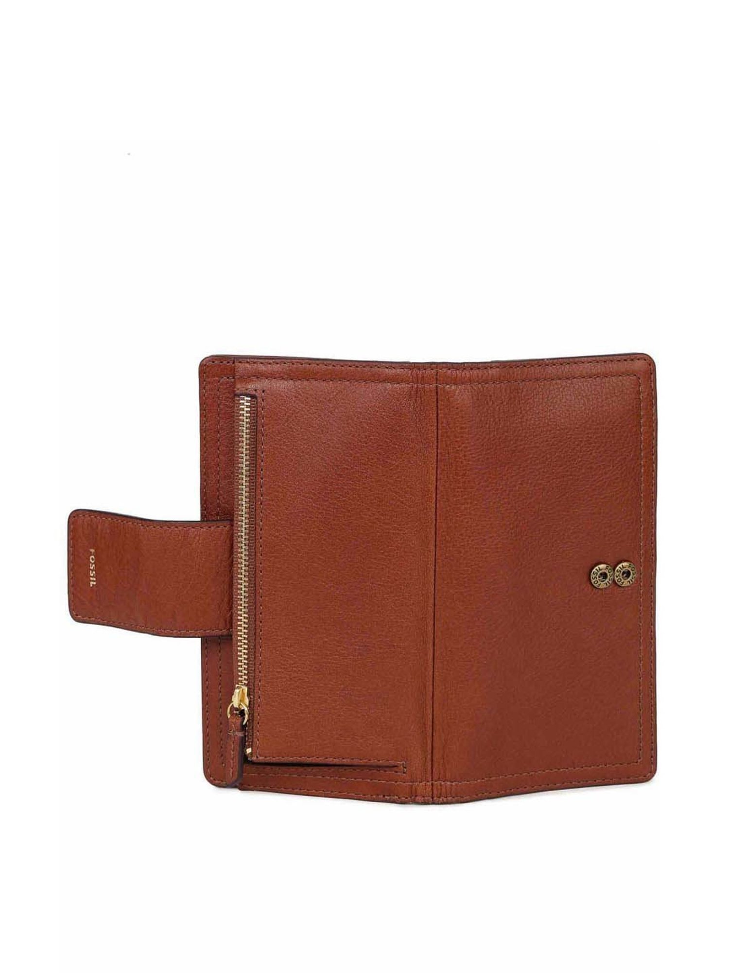 Fossil Logan Brown Solid Bi-Fold Wallet for Women