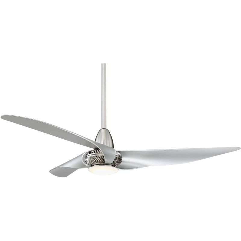 56" Casa Vieja Modern Ceiling Fan with Light LED Dimmable Brushed Nickel Frosted Glass for Living Room Kitchen Bedroom Family