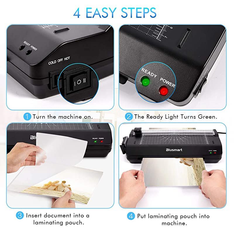 5 in 1  Laminator Set A4 Trimmer Corner Rounder 20 Laminating Pouches Photo Frames Black