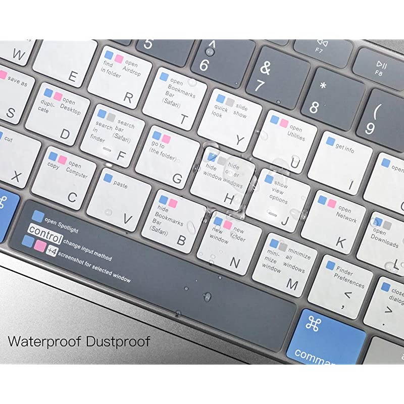 Premium Shortcut Keyboard Cover Skin with MAC OS Hot Keys for MacBook Air 13 Inch 2019 2018 Release A1932 with Retina Display SoftTouch Mac OS X Keyboard Protective Skin