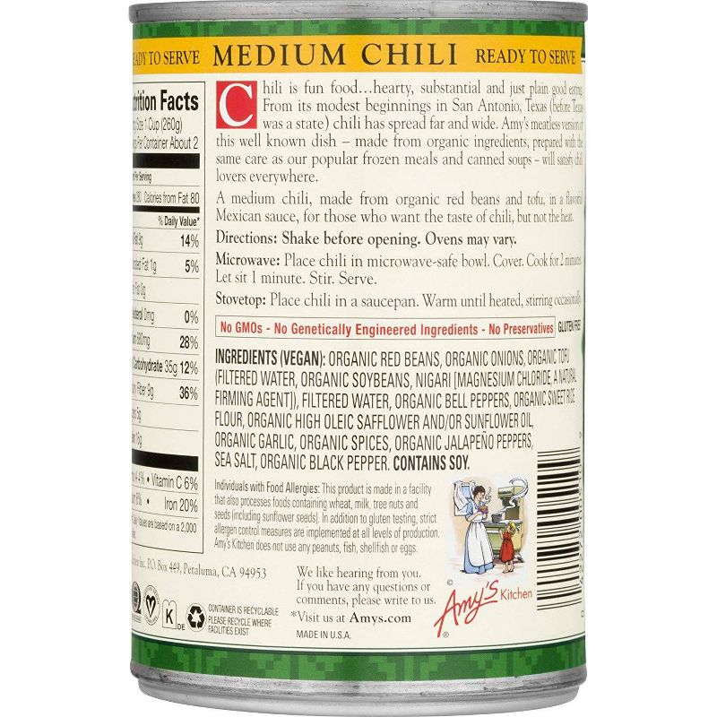 Amy's Organic Medium Chili 14.7oz