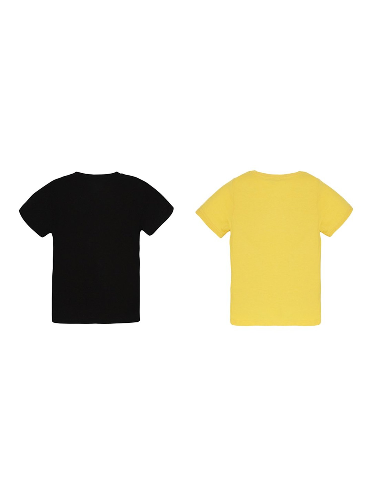 Plum Tree Boys Black & Yellow Printed T-Shirt (Pack Of 2)