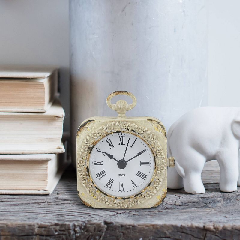 Small Weathered Table Clock White - Stonebriar Collection