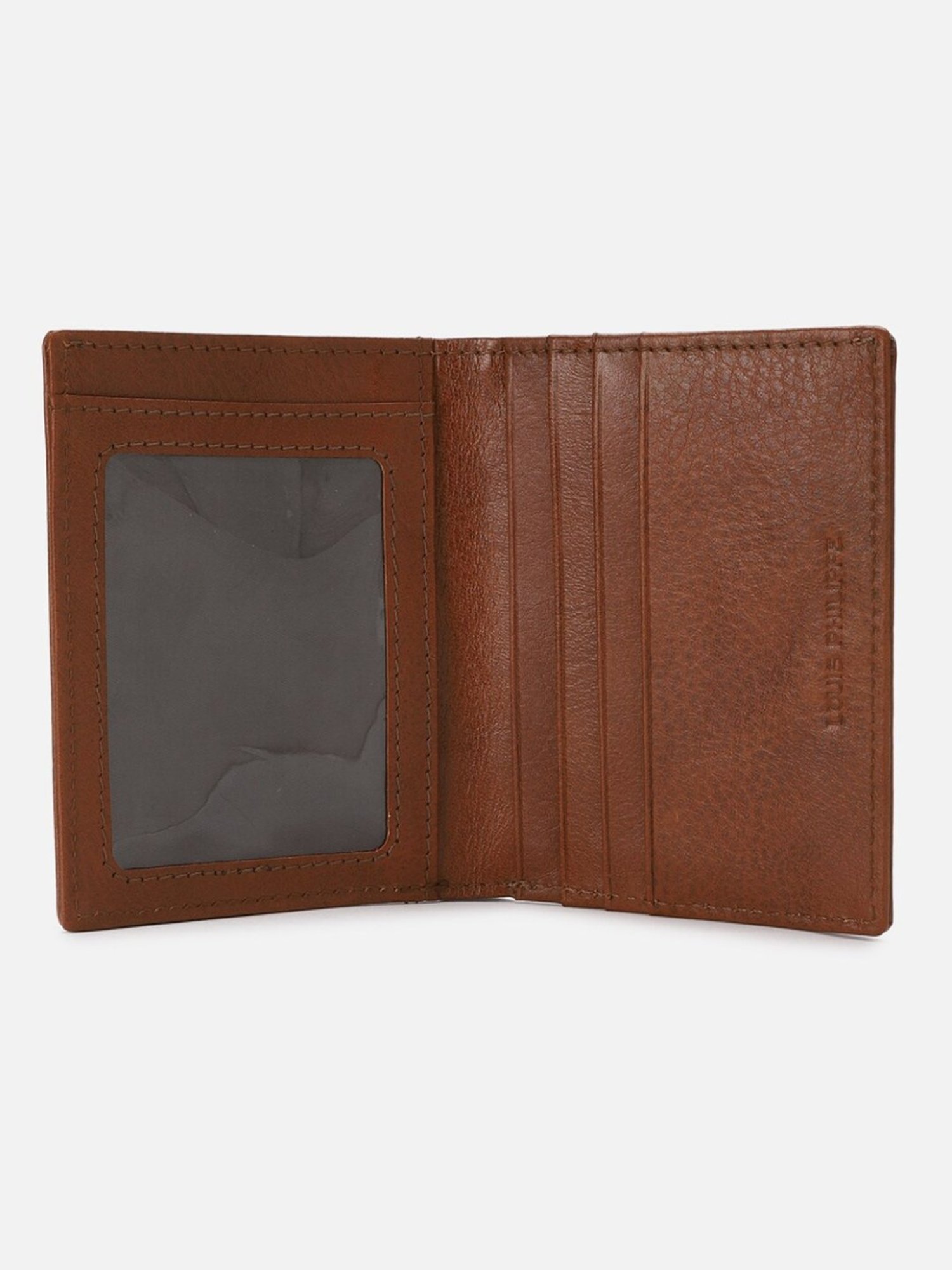 Louis Philippe Brown Leather Solid Bi-Fold Wallet