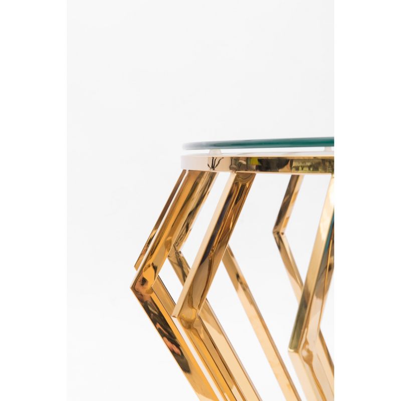 Bold Tones Round Shaped Glass Gold Stainless Steel Metal Modern Coffee Table