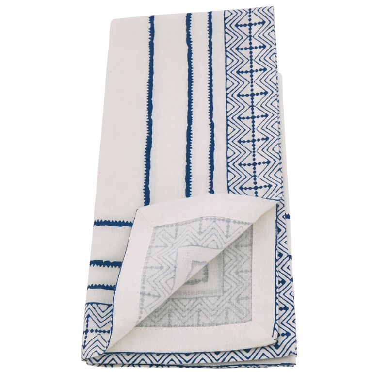 Saro Lifestyle Hand Block Print Cotton Table Napkins (Set of 4)