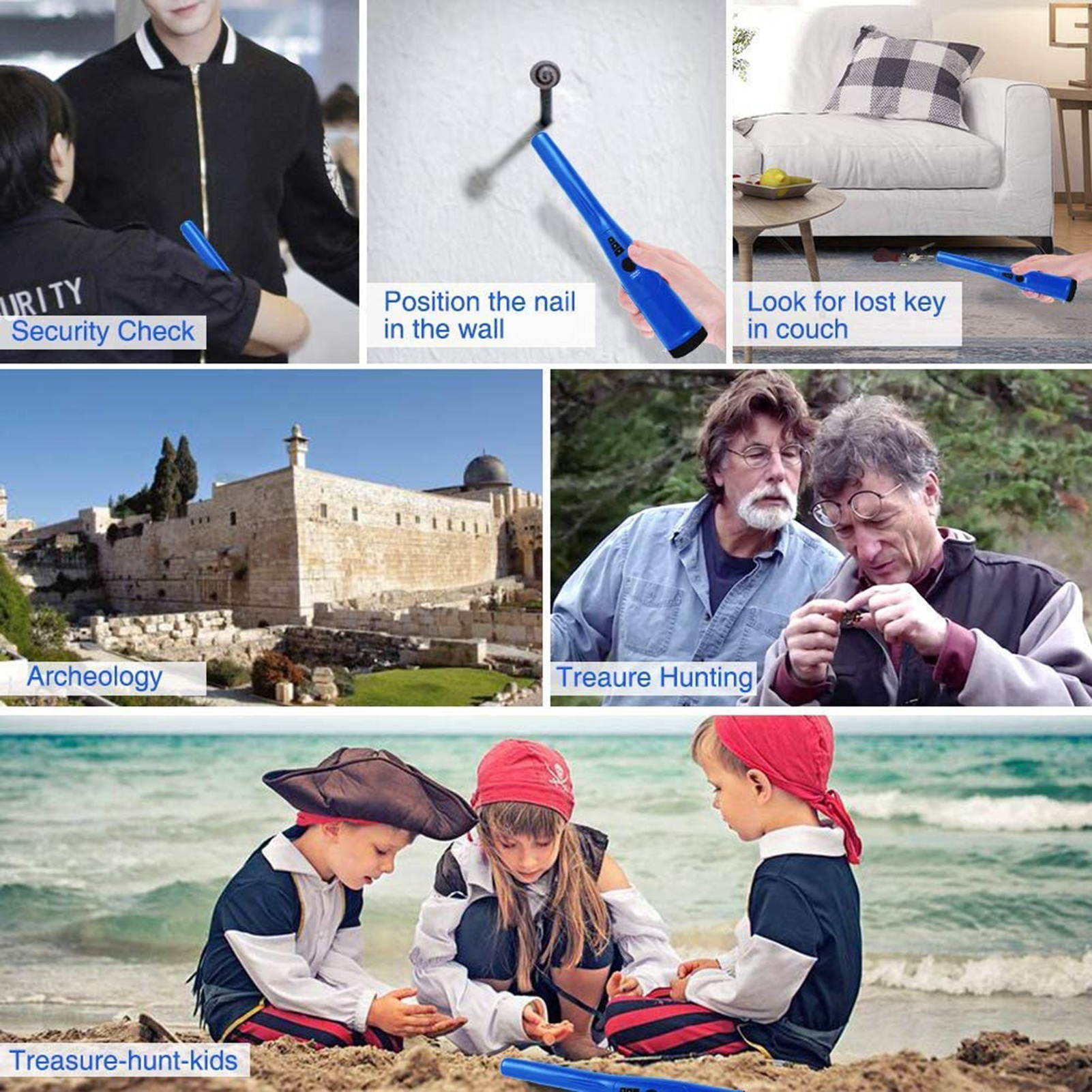 Handheld Needle Metal Detector Waterproof High Sensitivity Treasure Hunter