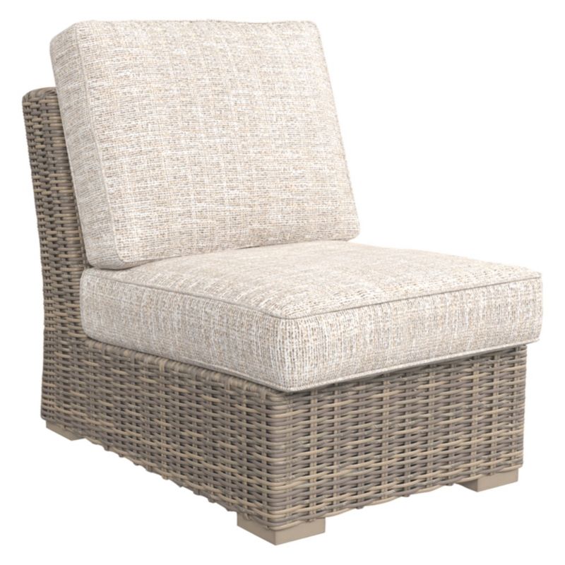 Beachcroft Armless Chair with Cushion - Beige  - Outdoor by Ashley