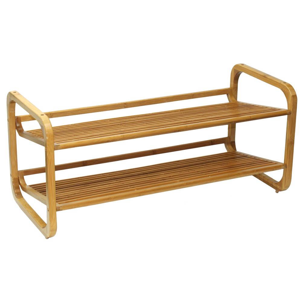 Oceanstar Two-Tier Slatted-Shelf Bamboo Shoe Rack