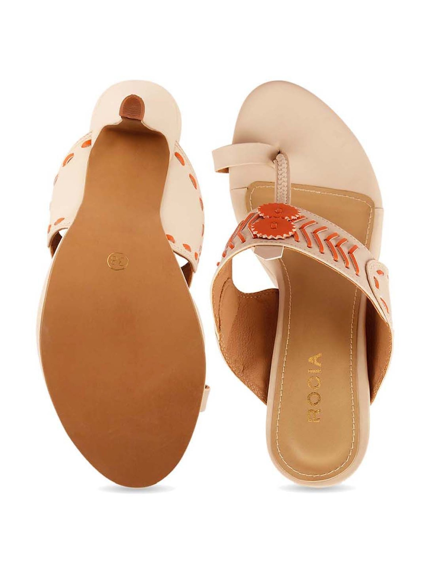 Rocia by Regal Women's Beige Toe Ring Stilettos