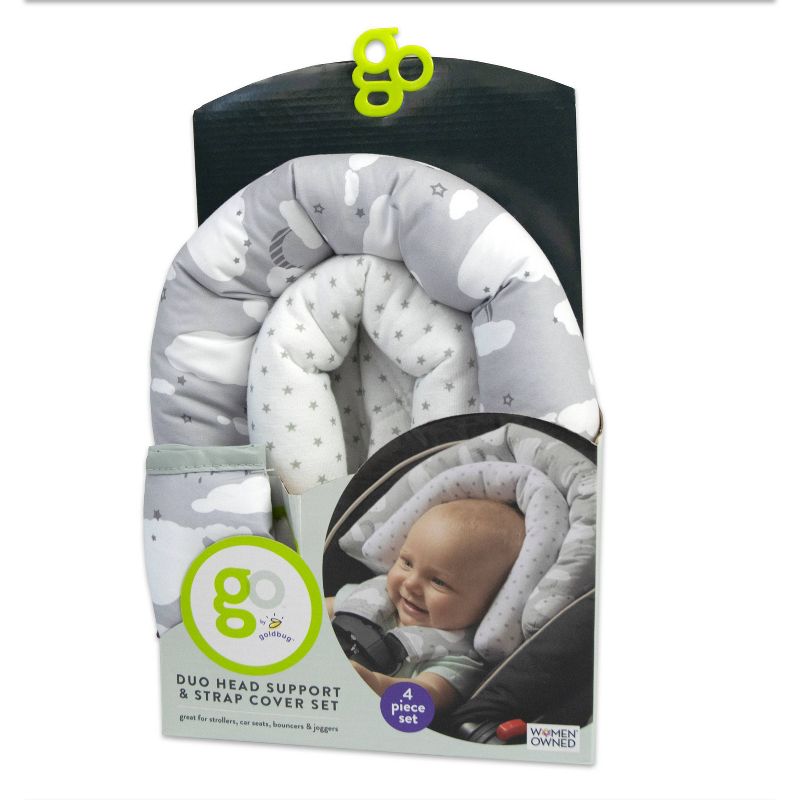 GO By Goldbug Space Duo Head Support And Strap Cover Set For Car Seat, Stroller, Bouncer