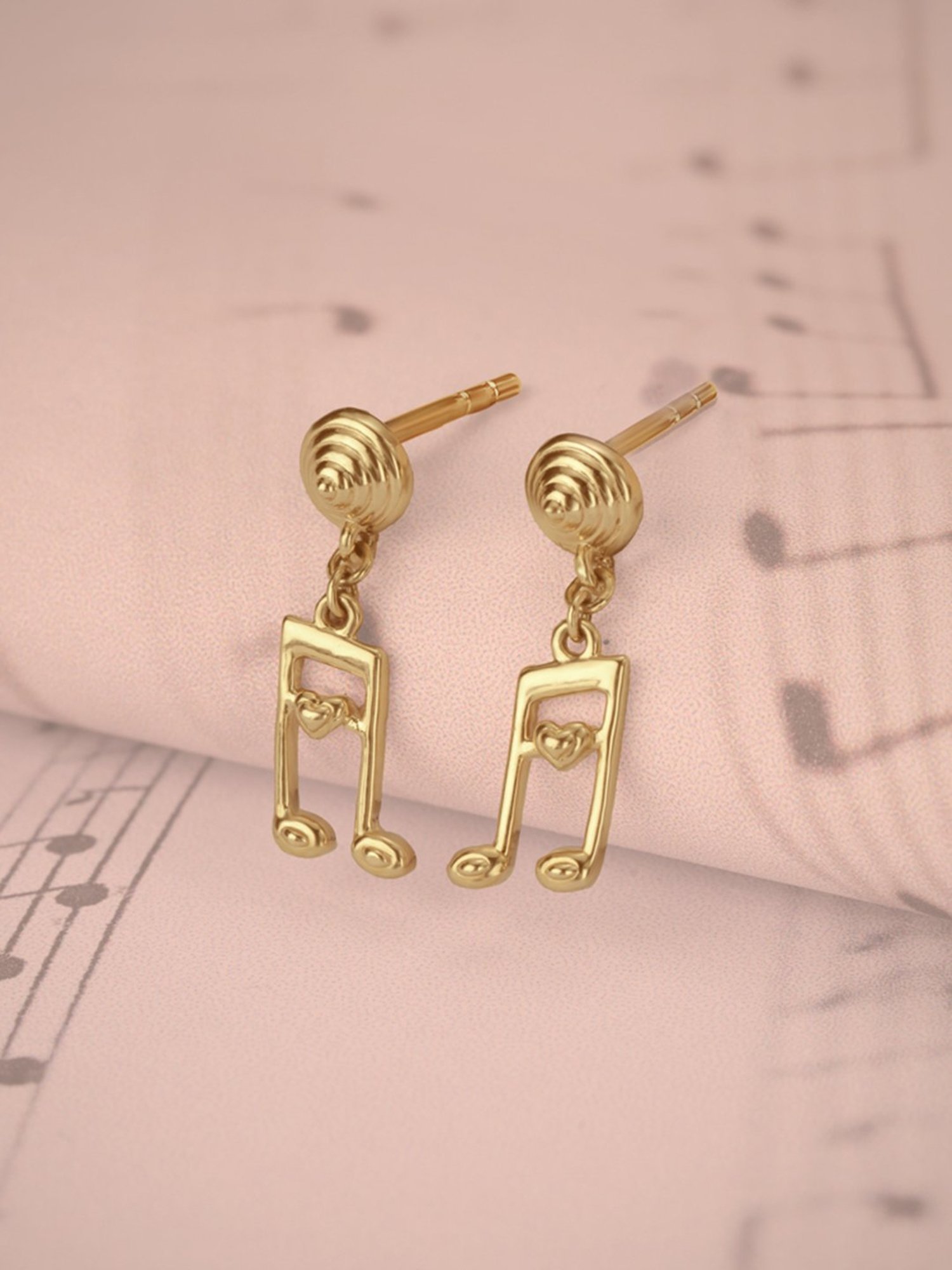 Mia by Tanishq Melodic Love Note 14k Yellow Gold Drop Earrings for Women