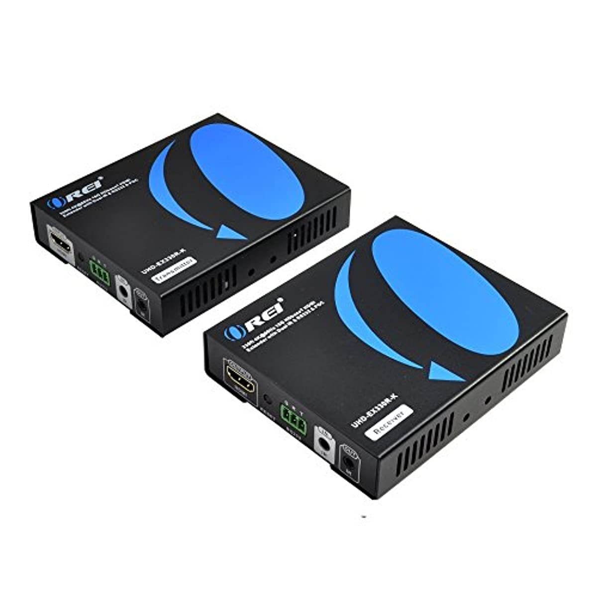 OREI UltraHD HDMI Extender 18G HDBaseT Over Single CAT5e/CAT6 Cable 4K @ 60Hz Upto 230FT With Dual IR Remote 1080P Upto 330 Ft - Power Over Cable - RS-232 - Zero Latency