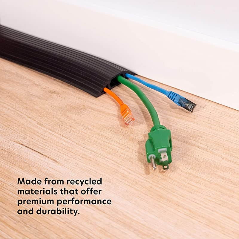 60005C Floor Cord Cover Protector for agement 3 in x 5 ft Black