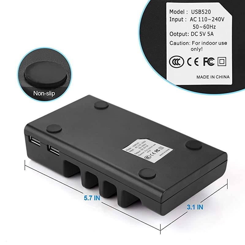 Charging Station 4 Port USB Charging Station Included 4 Short Mixed Cables Compatible IpadiPhoneSamsungSmartphone Desktop Cell Phone Charge Stand Multiple USB Charger Docking Organizer