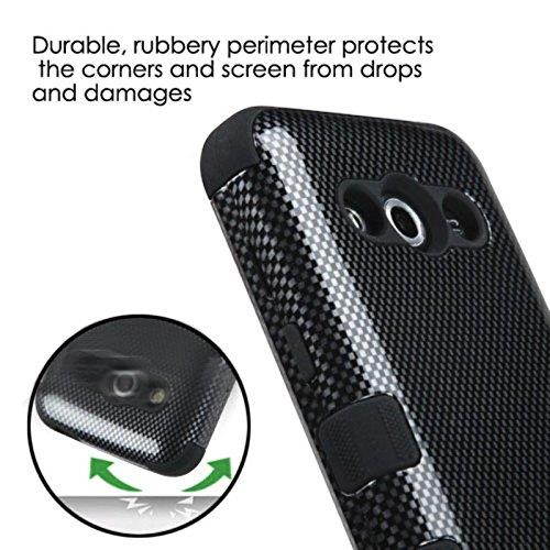 Asmyna TUFF Hybrid Phone Protector Cover for SAMSUNG G386T (Galaxy Avant) - Retail Packaging - Carbon Fiber/Black