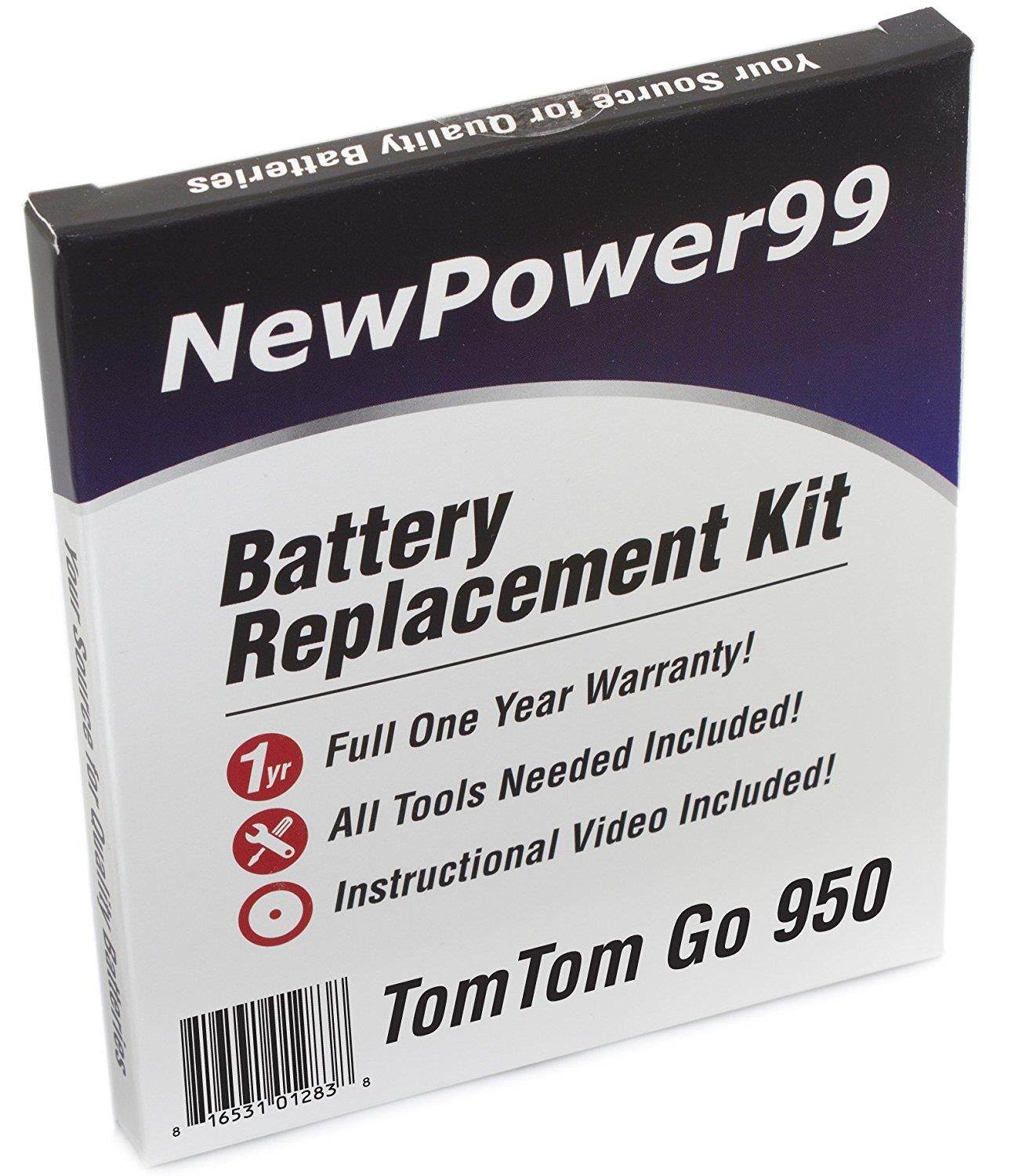TomTom Go 950 Battery Replacement Kit with Installation Video, Tools, and Extended Life Battery.