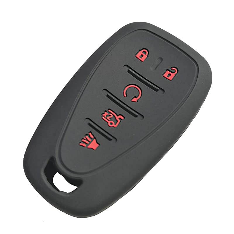 Qty2  Black Grey 5Buttons Smart Key Cover Case Fob Bag Keyless Jacket Protector Fit for 2017 2018 2019 Chevy Malibu Camaro Trax Traverse Sonic Cruze Volt Equinox Spark Bolt EV
