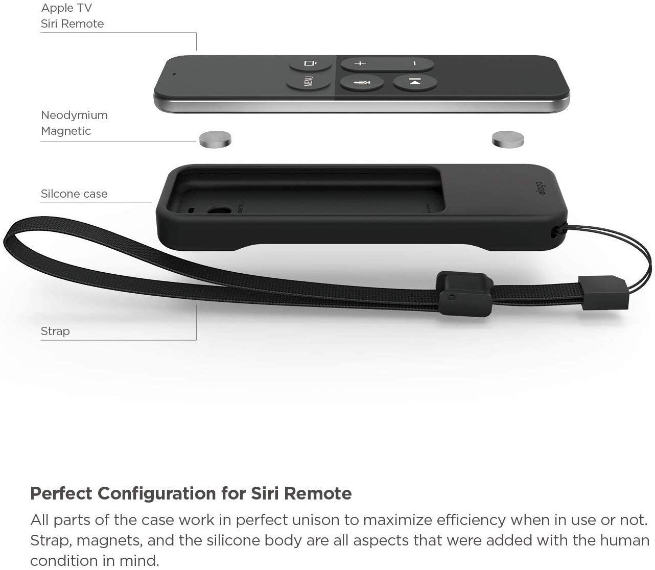 elago Apple TV Remote Holder Mount Bundle with R1 Intelli Apple TV Remote Case - Compatible with Apple TV Siri Remote 4K / 4th / 5th Generation