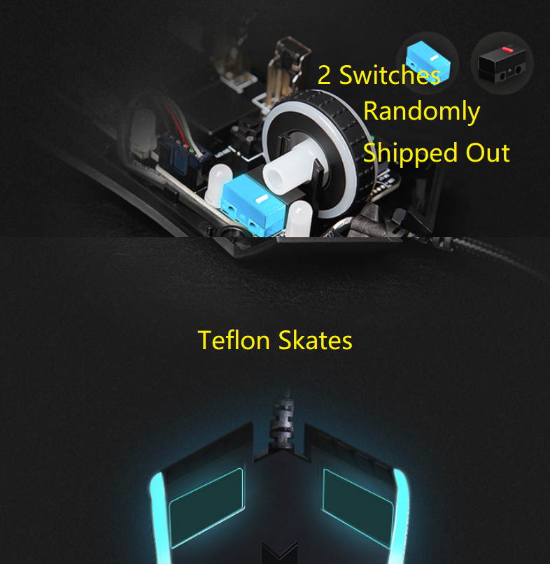 Rapoo V29S Ergonomic Design, Pixart 3320 Cool Exterior RGB Backlit LED  Light  Wired Gaming 7000DPI 7 Programmable Buttons Mouse  For Office And Game - Black