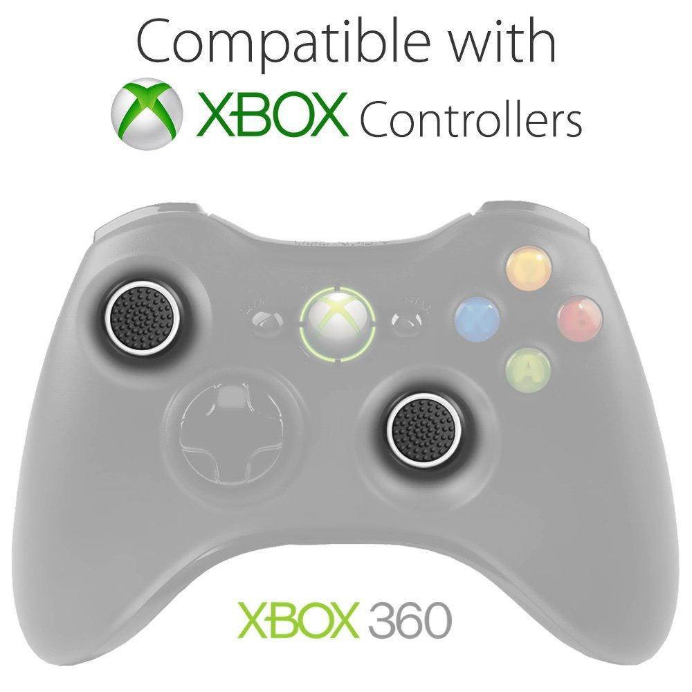 fosmon [set of 4] analog stick joystick controller performance thumb grips for ps4 | ps3 | xbox one | xbox 360 | wii u (white &