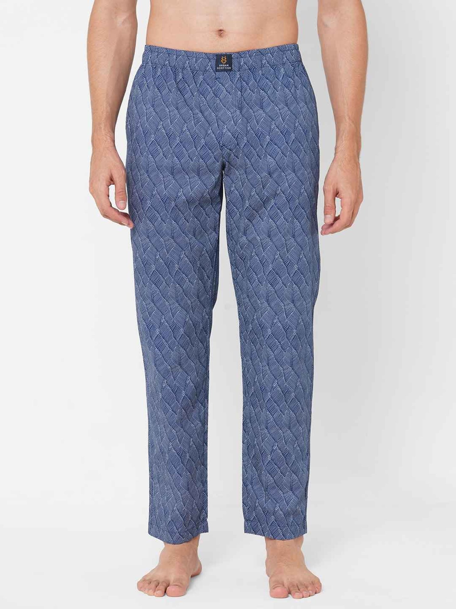 Urban Scottish Blue Regular Fit Printed Lounge Pants