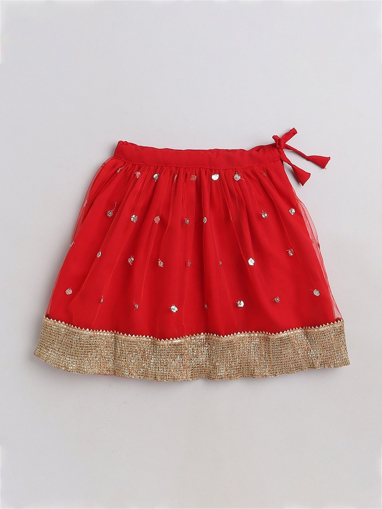 Many Frocks Kids White & Red Embellished Lehenga, Choli with Dupatta