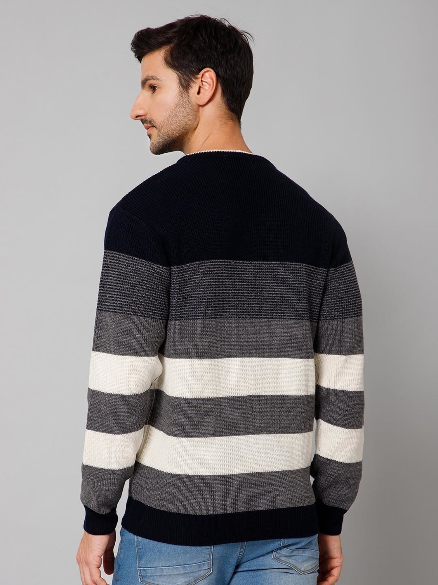Cantabil Multicolor Regular Fit Striped Sweater