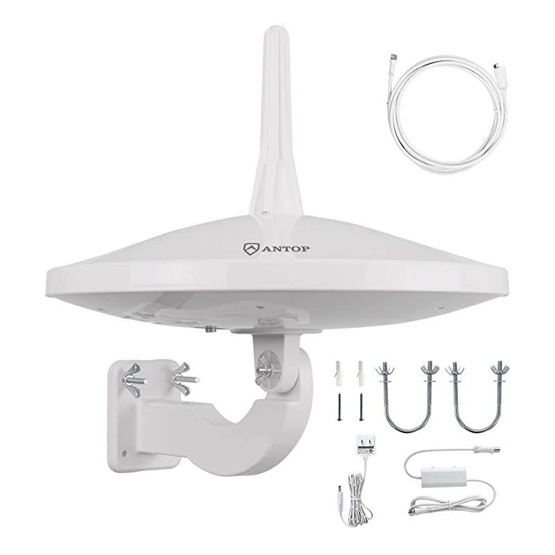 Version ANTOP AT415B 720&deg; UFO Dual OmniDirectional Outdoor HDTV Antenna with Exclusive Smartpass Amplifier 4G LTE Filter Fit for OutdoorRVAttic Use33ft Coaxial Cable4K UHD Ready