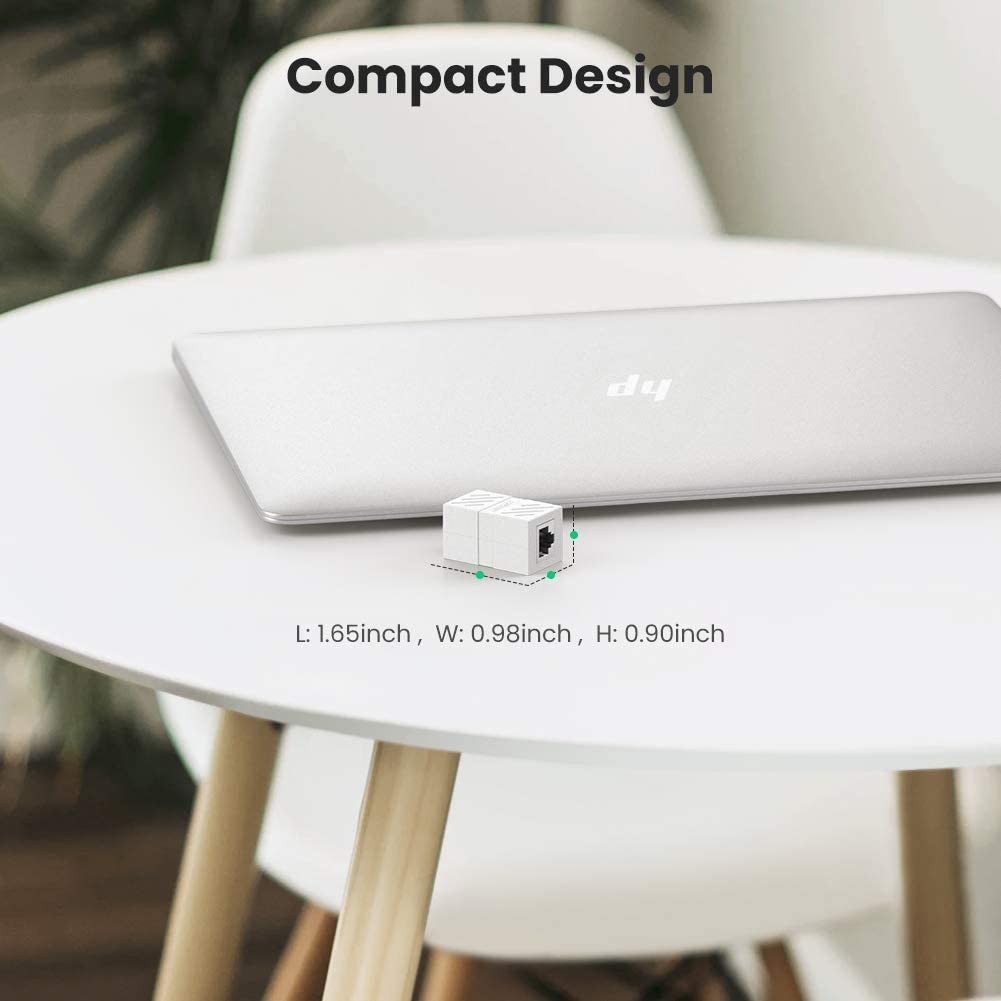 UGREEN RJ45 Coupler 5 Pack in Line Coupler Cat7 Cat6 Cat5e Ethernet Cable Extender Adapter Female to Female (White)