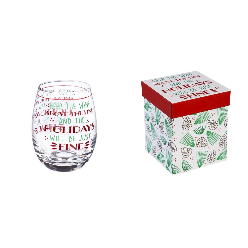 Cypress Home Stemless Wine Glass W/ Box, 17 Oz, Keep The Wine Above The Line