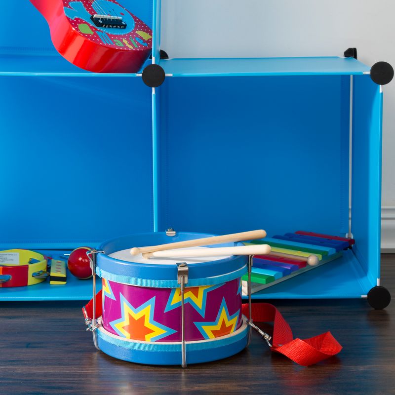 Double-sided Toy Marching Drum with Adjustable Strap and Two Wooden Drum Sticks by Hey! Play!