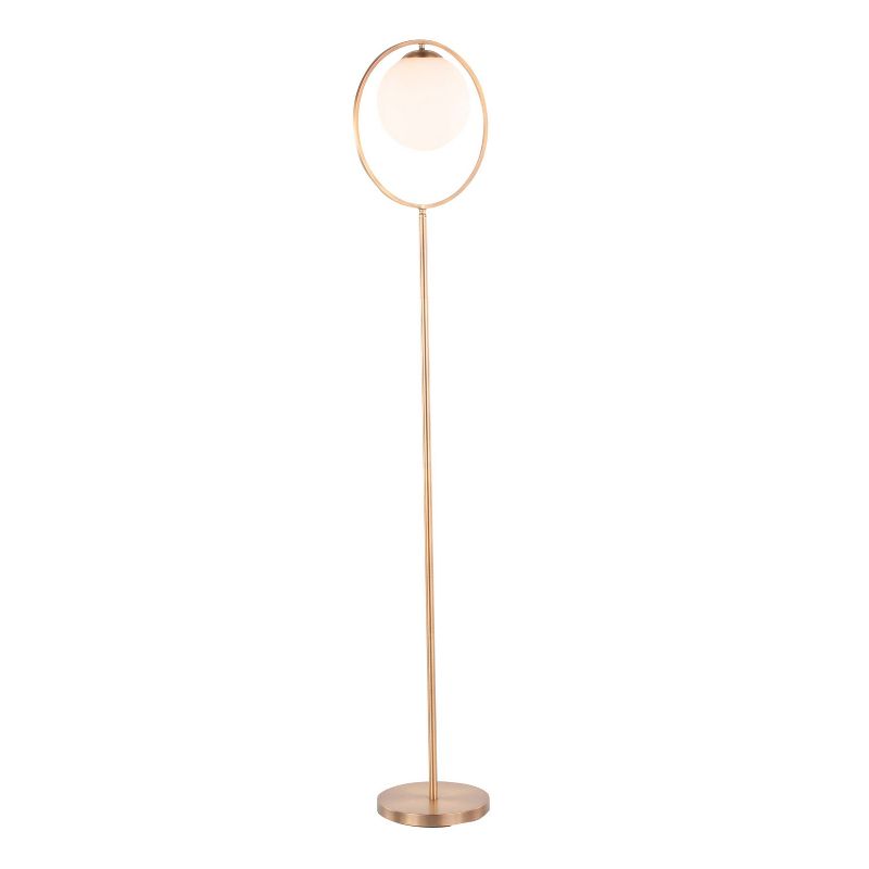 Metal and Frosted Glass Moon Contemporary Floor Lamp Gold (Includes LED Light Bulb) - LumiSource