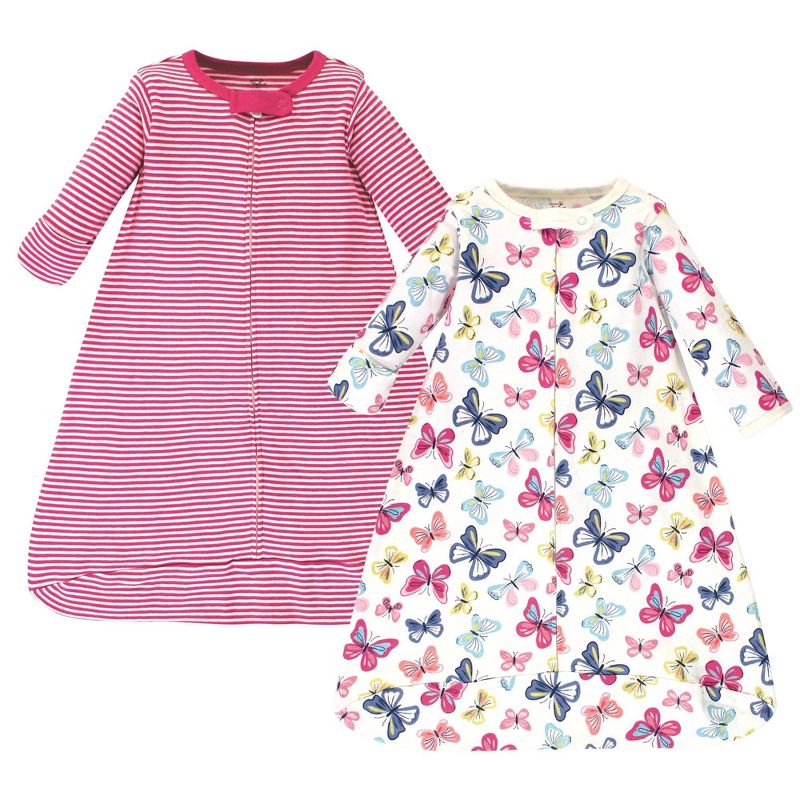 Touched by Nature Unisex Baby Organic Cotton Long Sleeve Wearable Sleeping Bag Sack Blanket - Bright Butterflies 0-3 Months