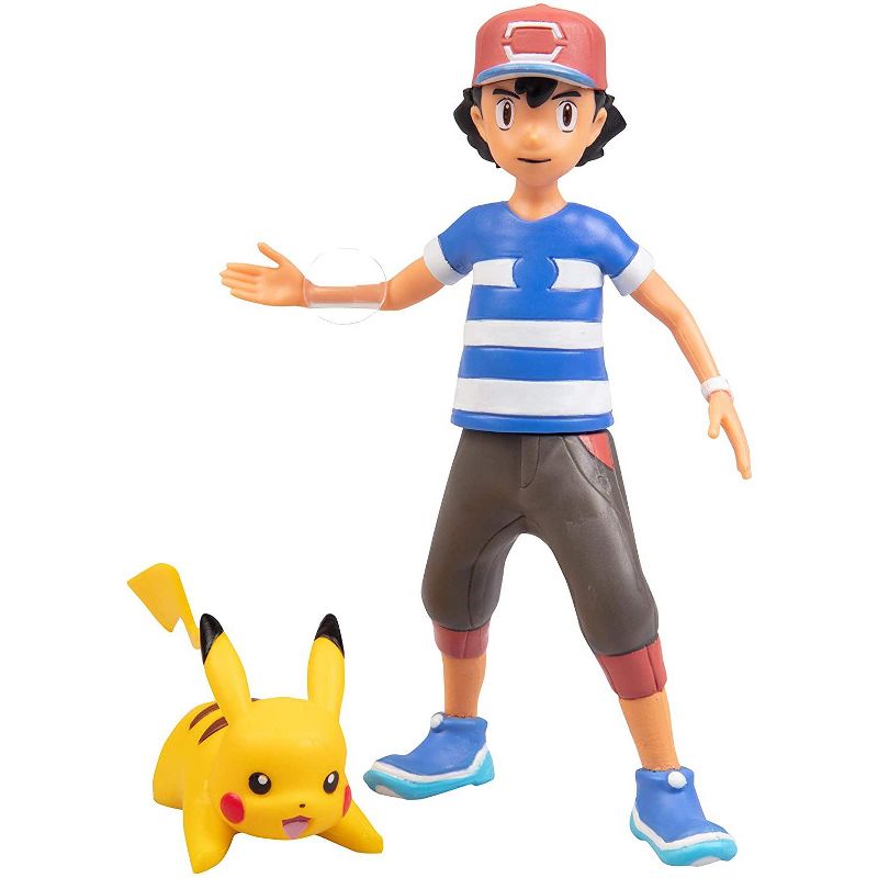 Jazwares Pokemon Battle Figure Multi Pack Set with Launching Action - Includes Ash, Pikachu, Zubat, Eevee, Ditto and Bulbasaur, 6 Pieces