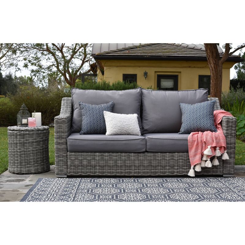Vallauris Outdoor Storage Side Table - Gray Wicker - Adore Docor