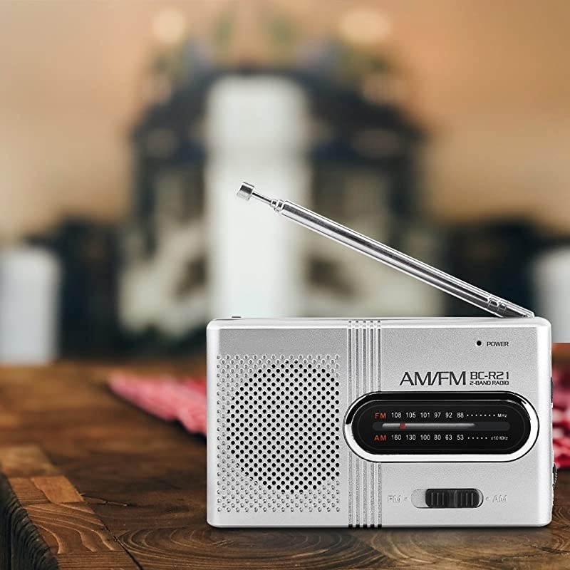 AM/FM Battery Operated Mini Radio - Telescopic Antenna - Built-in Speaker - Standard Earphones Jack - High-Performance Receiver