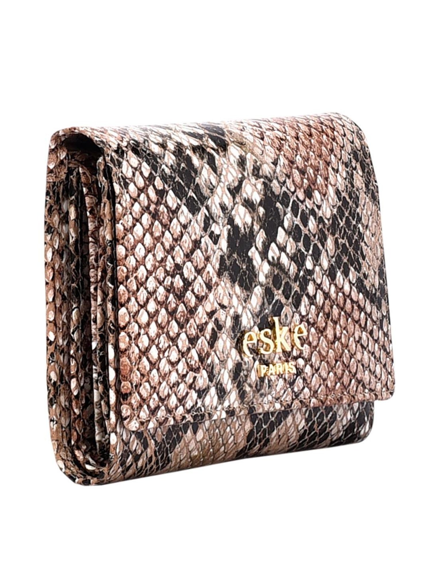 Eske Zinnia Stone Brown Animal Effect Tri-Fold Wallet for Women